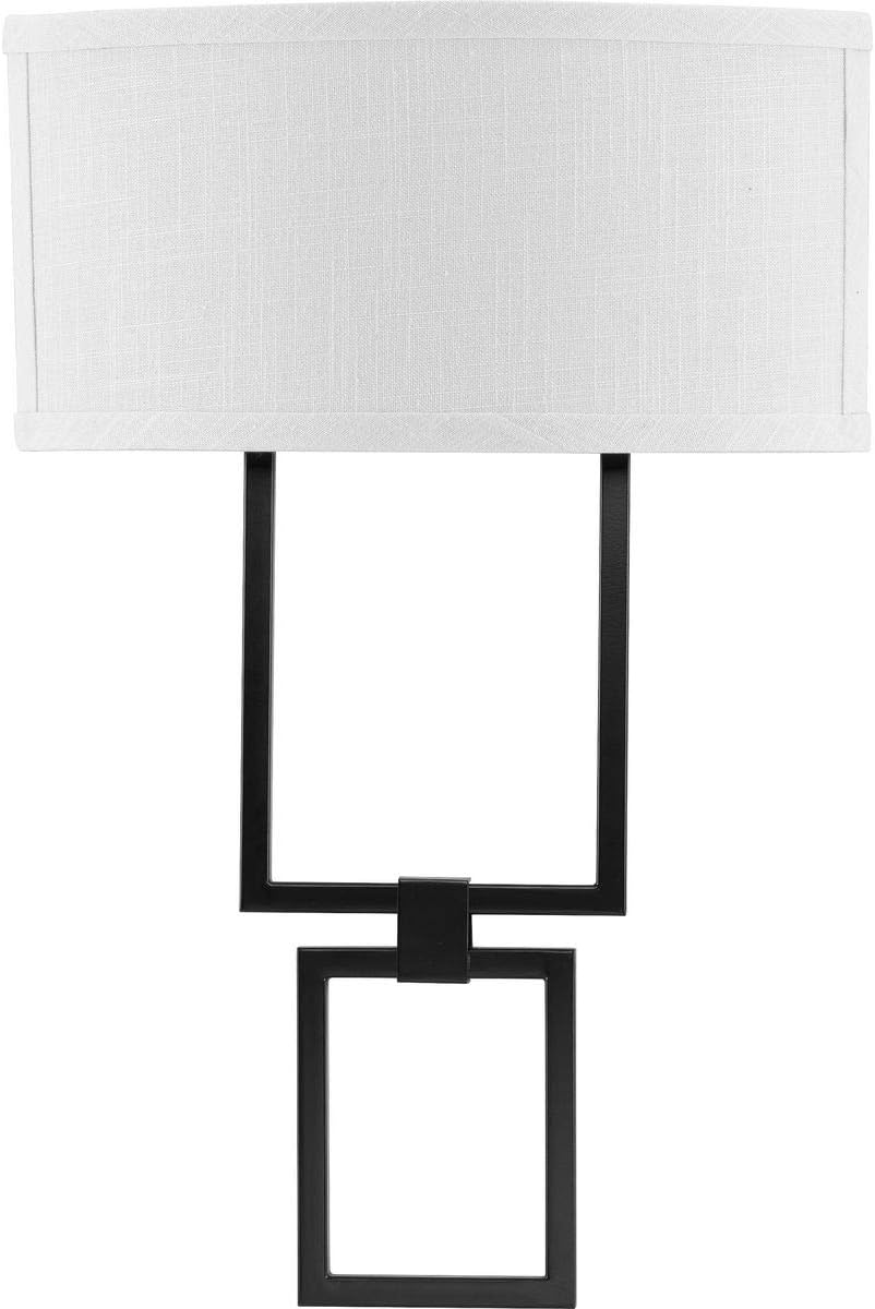 LED Shaded Sconce Collection Black One-Light Square Wall Sconce