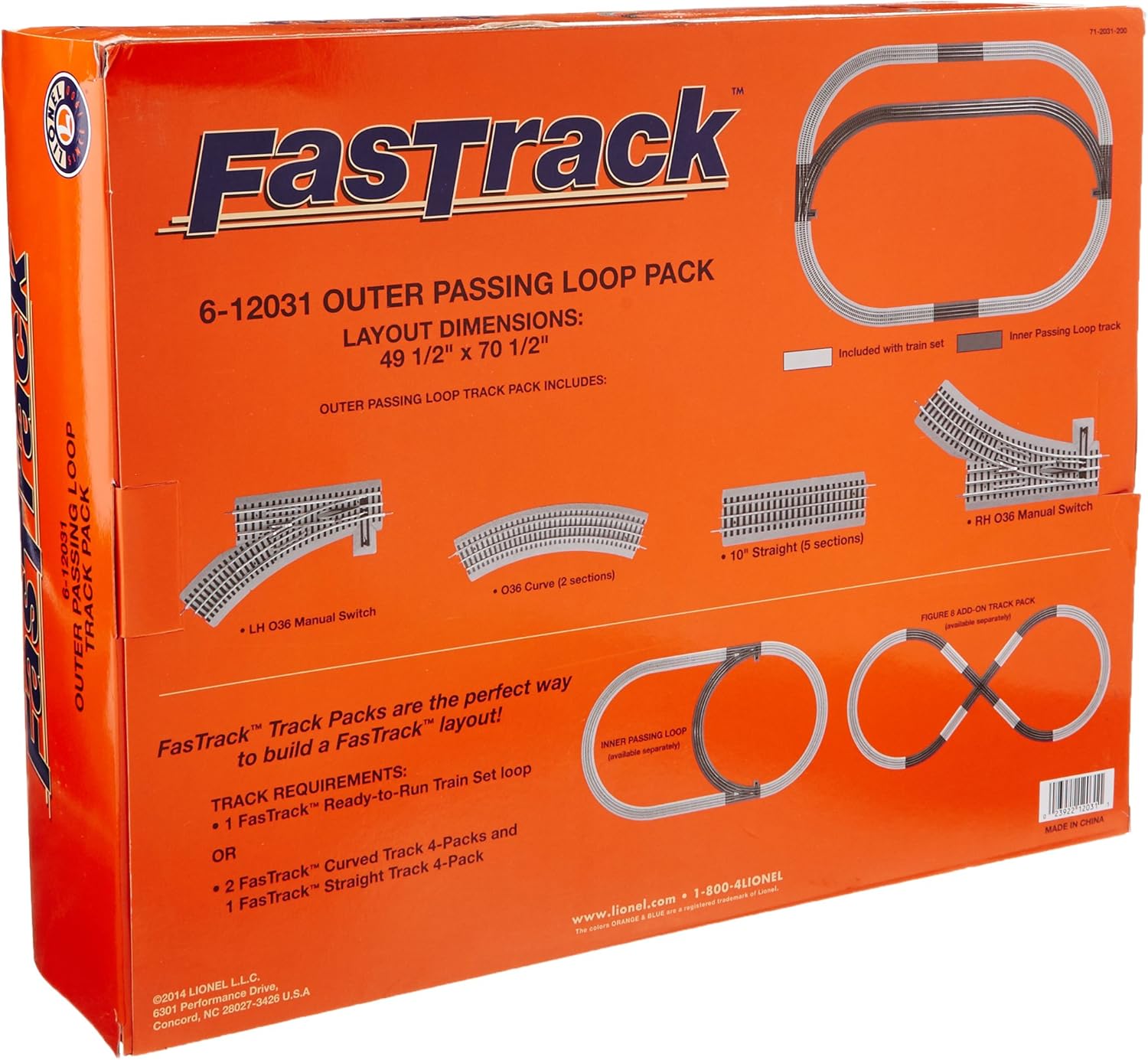 Lionel FasTrack Electric O Gauge, Outer Passing Loop Add-on Pack , Black
