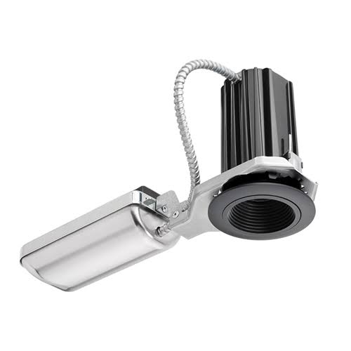 Juno Recessed Lighting 2B-841FU-BBL 2x22 LED Round Downlight Baffle 4100K 80CRI, Flood Beam, 120-277V, Black Baffle, Black Trim