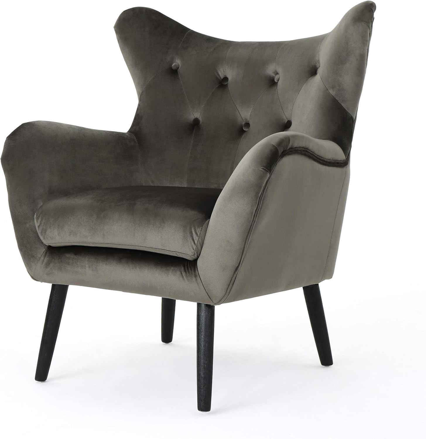 Christopher Knight Home Seigfried Mid-Century Velvet Arm Chair, Grey / Black