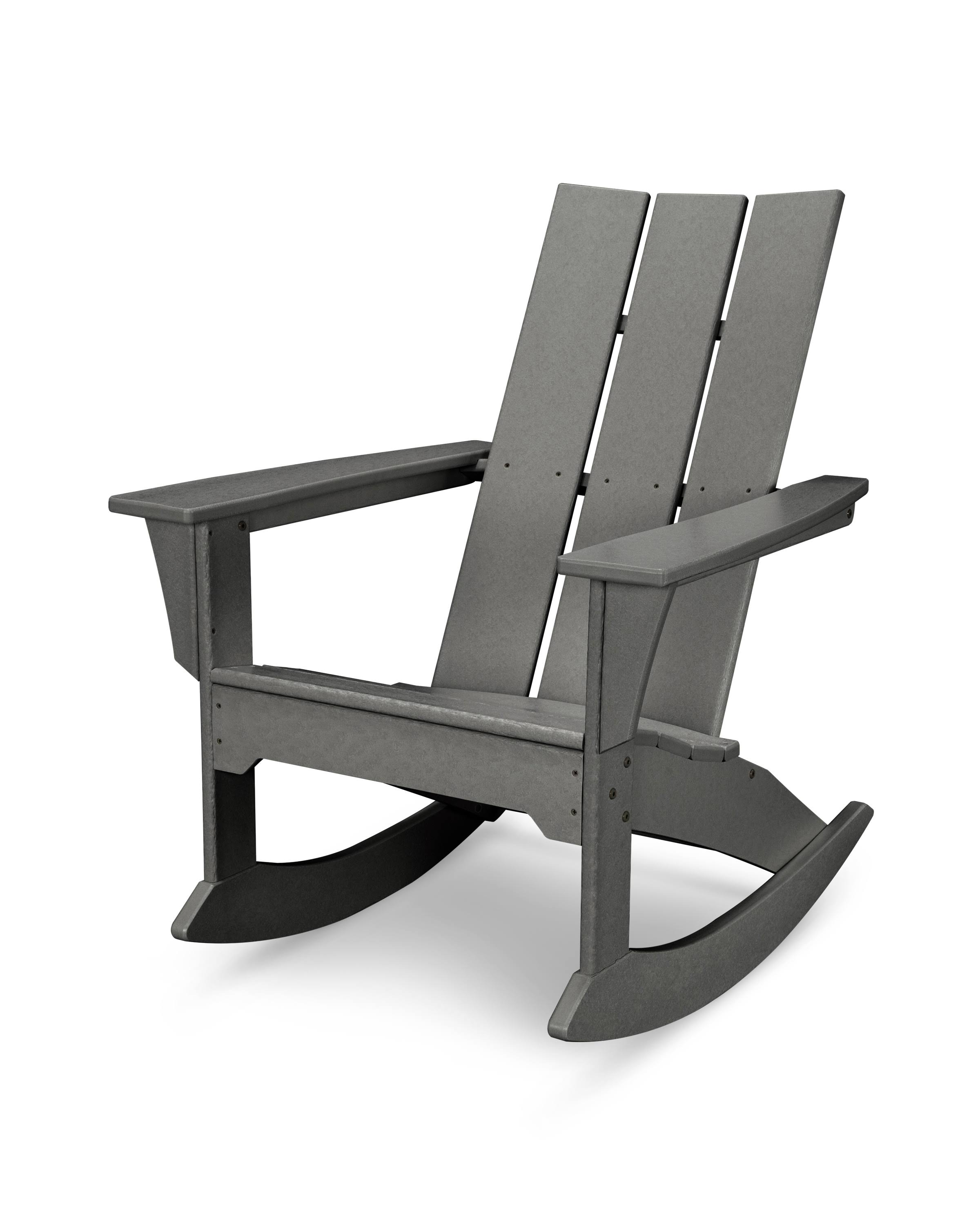 Outdoor POLYWOOD Modern Recycled Plastic Adirondack Rocker Slate Grey