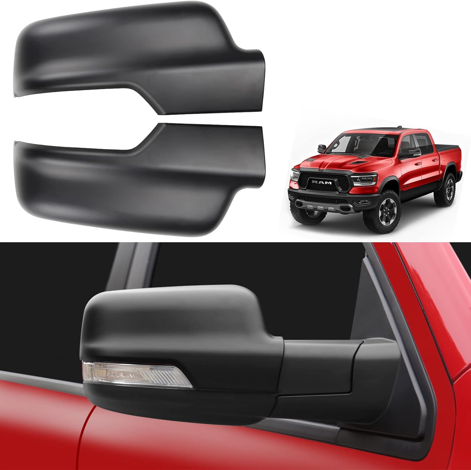 Rear View Mirror Cover Side Mirror Cap Modification Accessories for 2021 2020 2019 Dodge RAM 1500