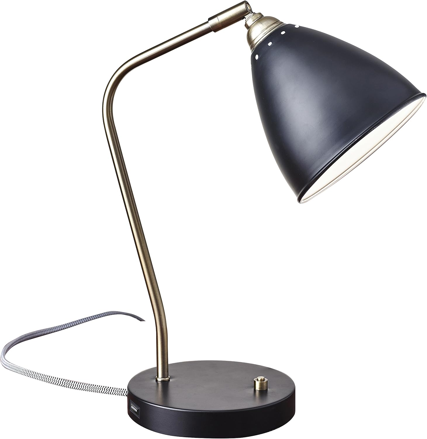 Adesso Home 3464-01 Transitional One Light Table Lamp from Chelsea Collection in Two-Tone Finish, Black with Antique Brass
