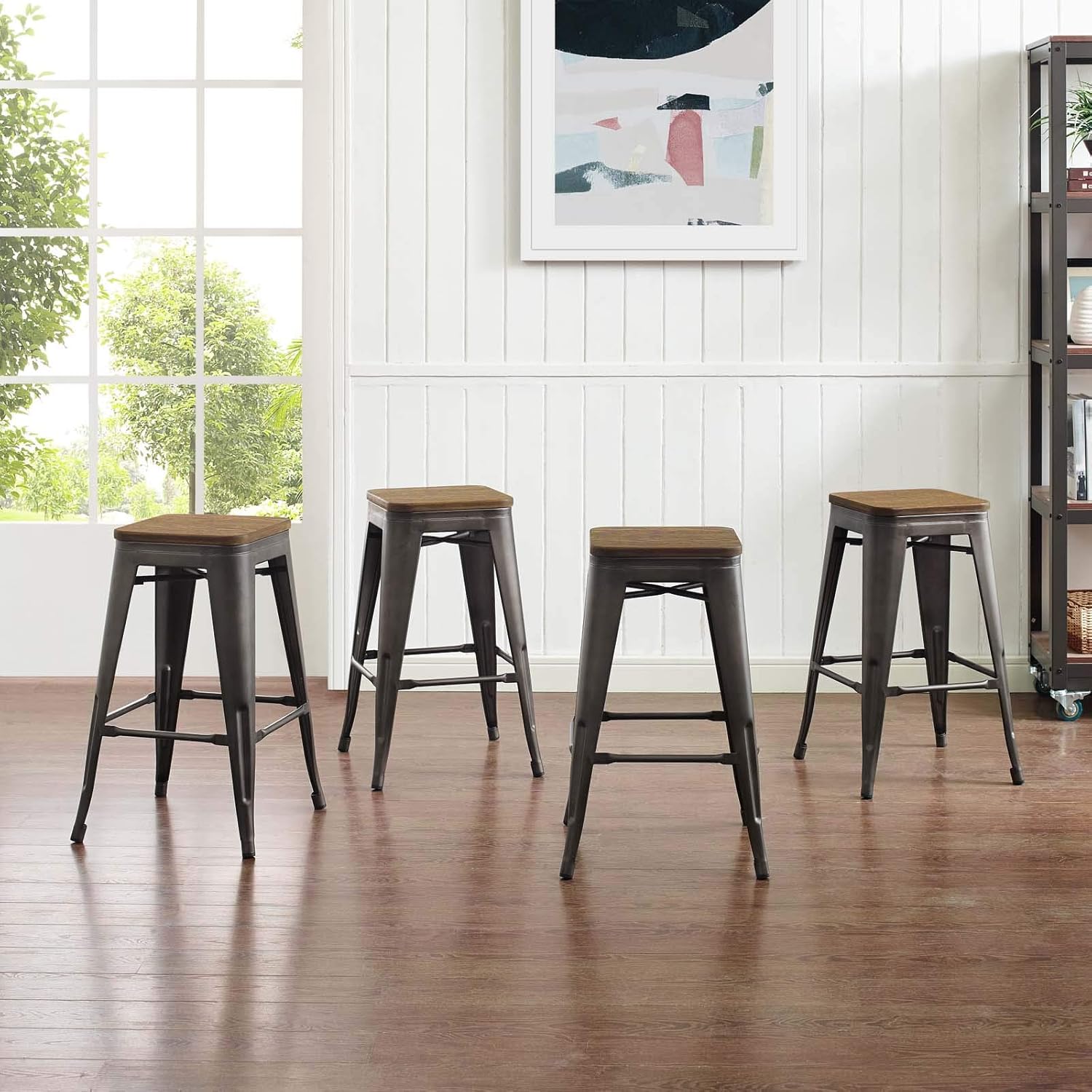 Modway Promenade Counter Stool Set of 4, Black