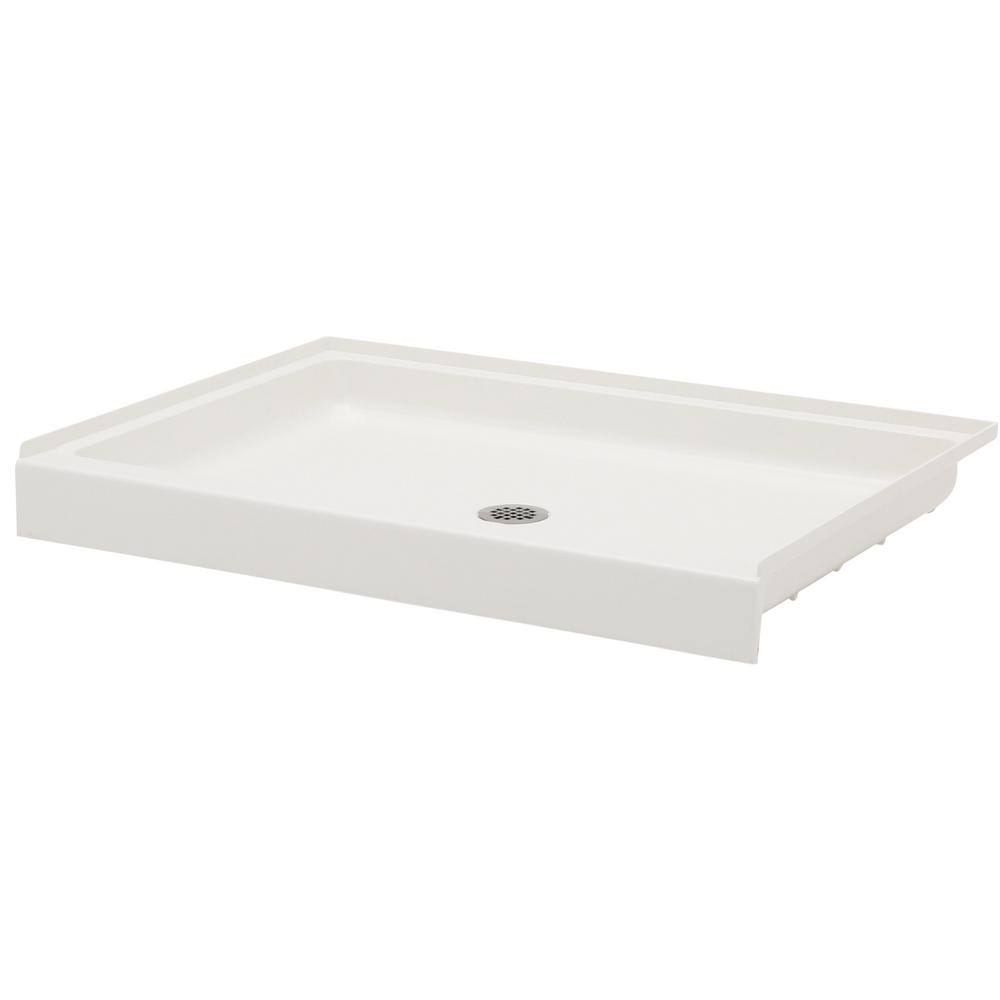 Swan Solid Surface 48-in x 34-in Shower Base with Center Drain in Tahiti White