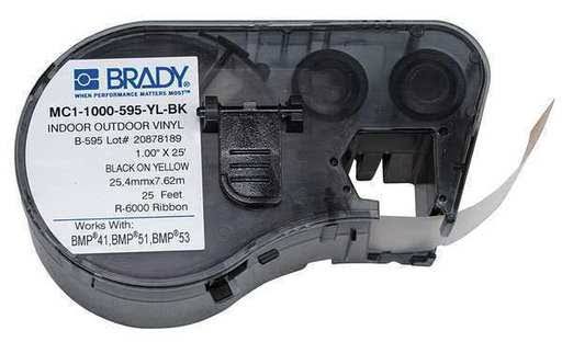 Label Tape Cartridge,Black/Yellow,1 in W Brady MC1-1000-595-YL-BK