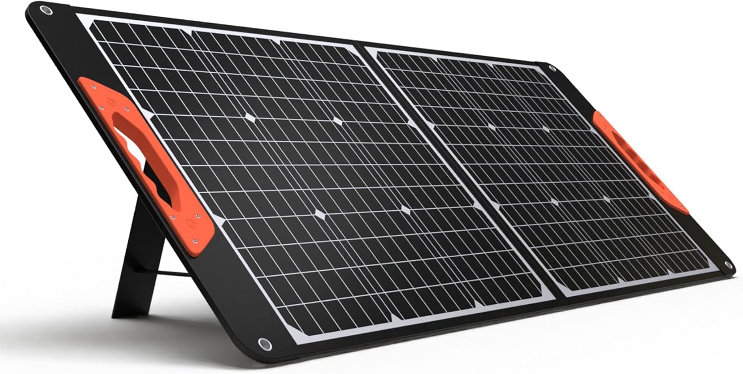 SUNPOLARS 120W Solar Panel Portable Foldable 4 Ports DC/PD 60W/QC3.0/USB Compatible with Jackery/ECOFLOW/Goal Zero Most Portable Solar Generators/Power Stations/Phones/Laptops for Travel/Camping/RV