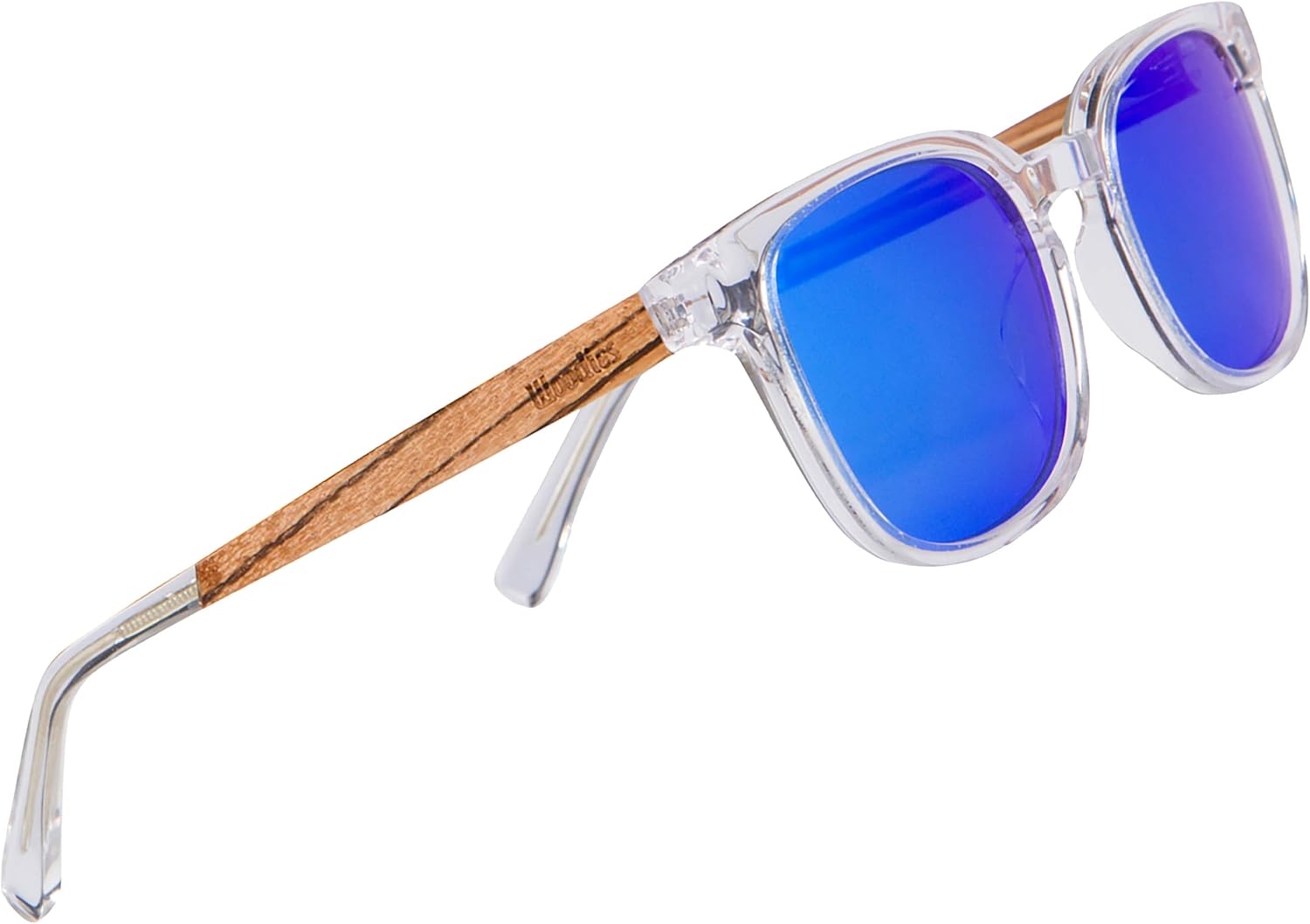 WOODIES Clear Acetate Sunglasses with Polarized Lens in Wood Display Box