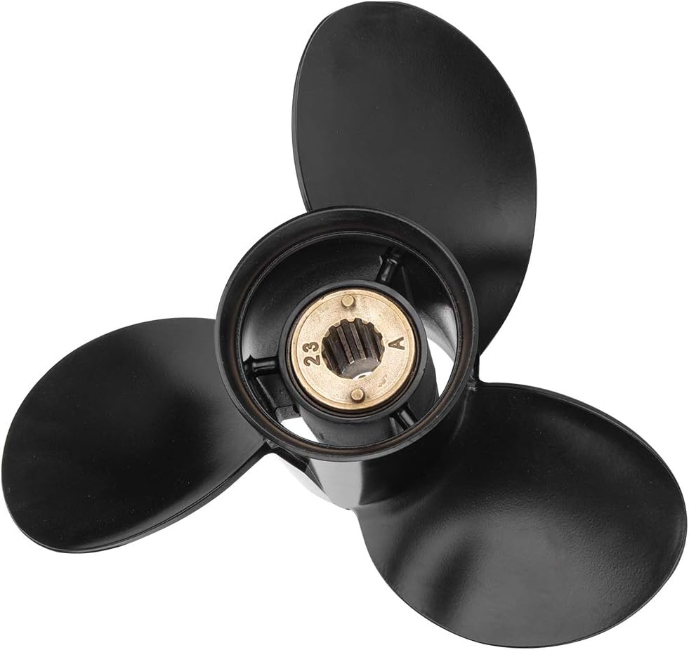 Qiclear Marine 10 1/2 x 13, 10 1/4 x 14, 10 3/8 x 14 Pitch 13 Spline Tooth OEM Aluminum Outboard Propellers fit Mercury Motos 30-70HP/25hp Bigfoot(4 Stroke),Hub Kits Installed,RH Pack of 2