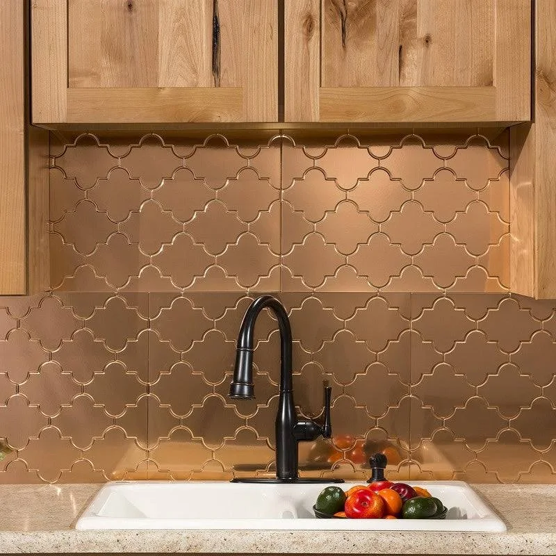 Fasade 18in x 24in Monaco Polished Copper Backsplash Panel (5 Pack)