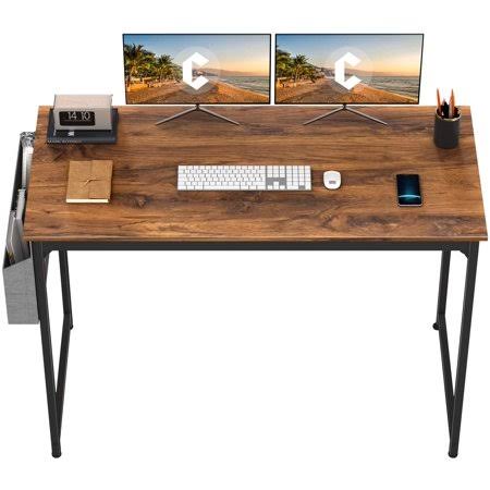 CubiCubi Study Computer Desk 63 inch Home Office Writing Small Desk, Modern Simple Style PC Table, Black Metal Frame, Deep Brown