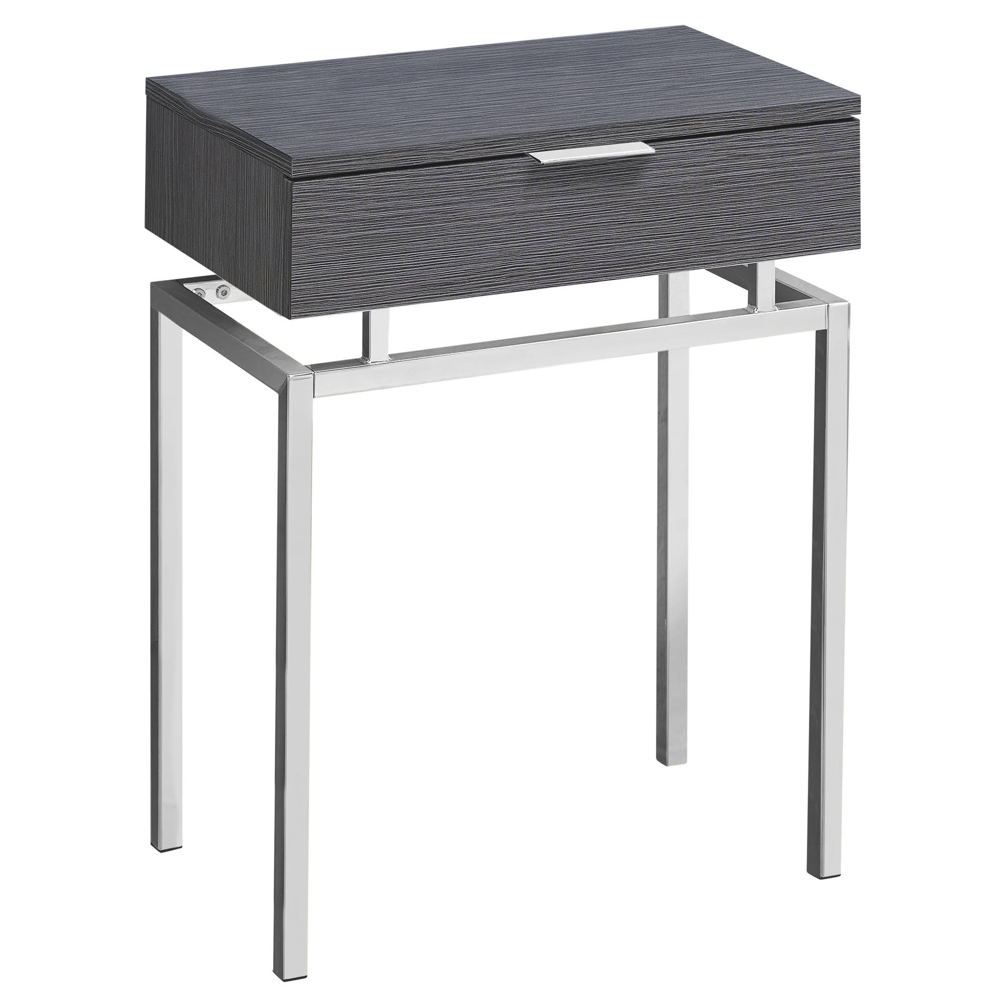 23.25x22 Gunmetal Gray and Silver Contemporary Rectangular Accent Table