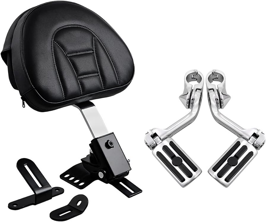 Astra Depot Adjustable Plug-in Driver Rider Backrest for 1988-2020 Harley Touring FLH FLT Slotted Seat (Without Pocket)