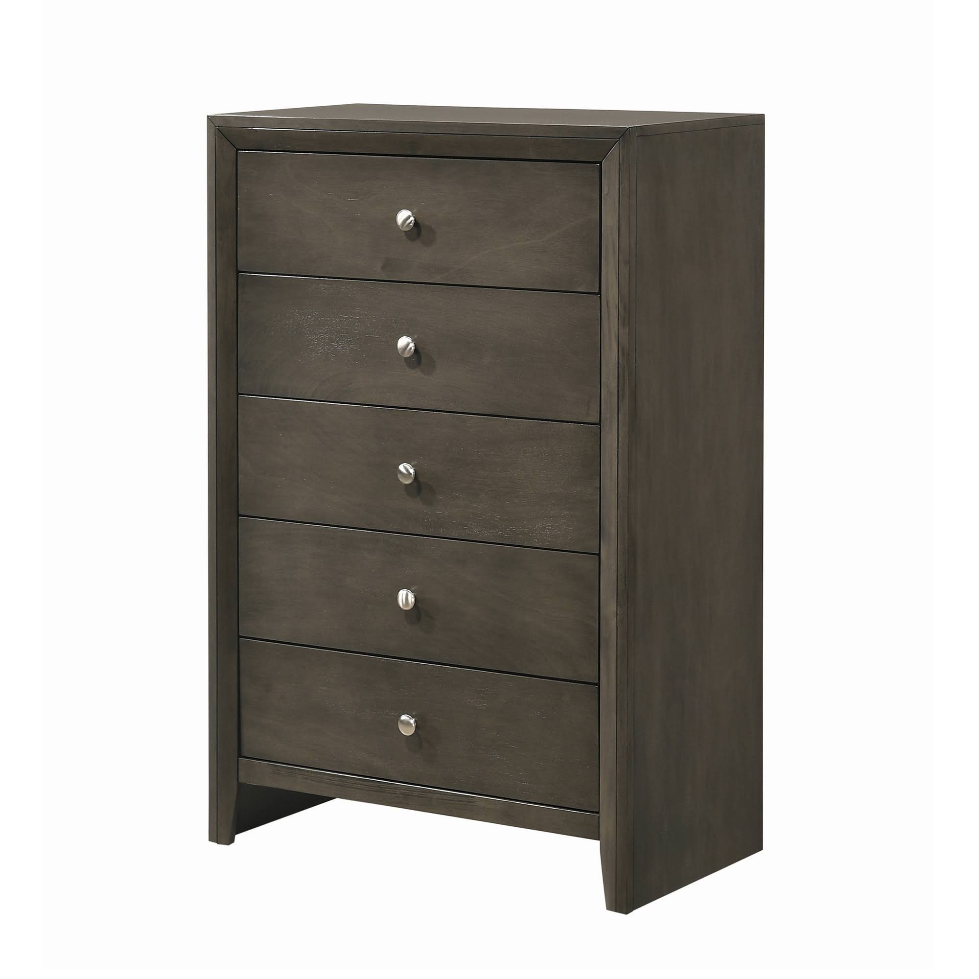 Benzara Transitional Style Wooden Chest with 5 Spacious Drawers, Gray