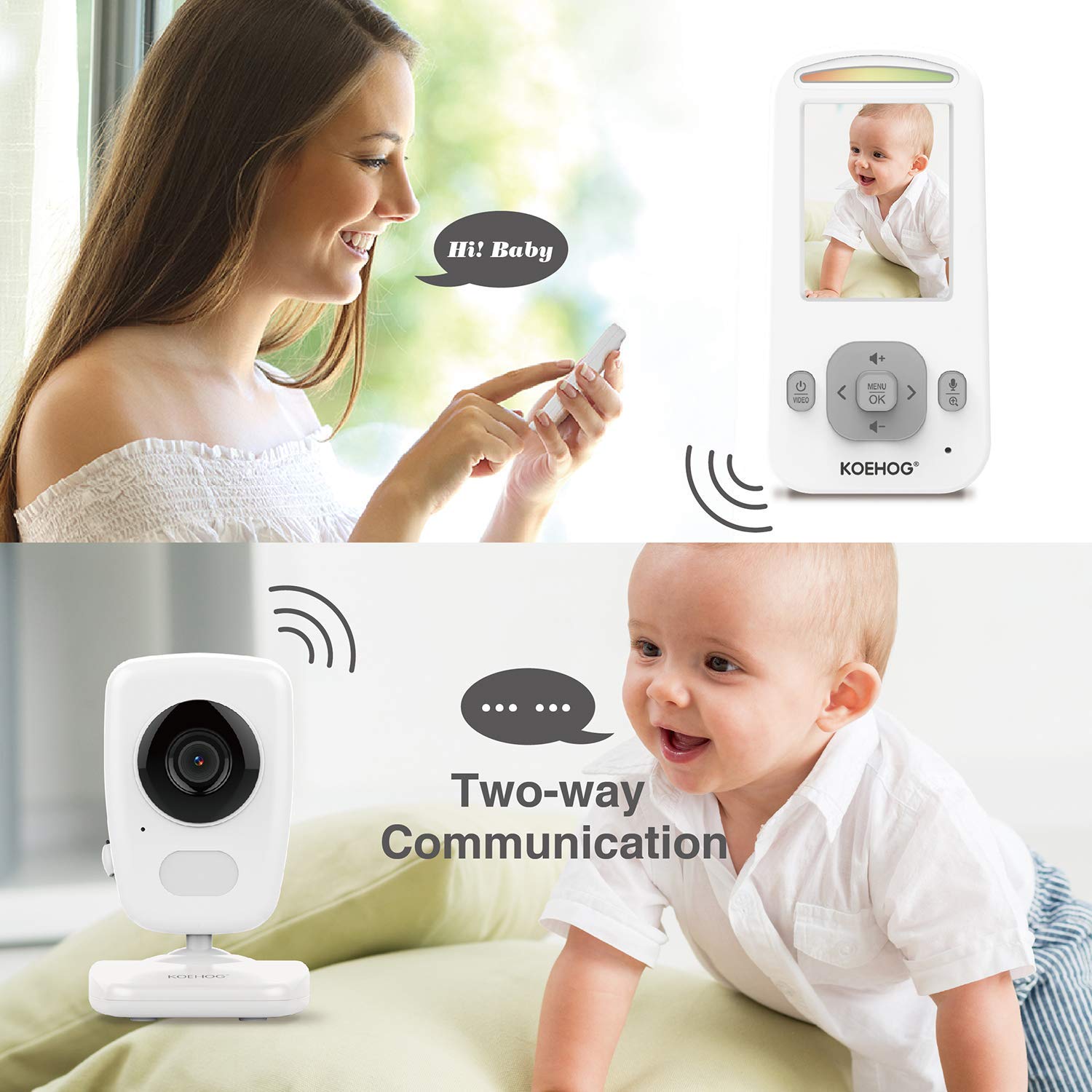Baby Monitor w/Spectacular Vertical Screen, Slim-Designed Handheld, Extra Long Range, Secure Wireless Technology, Camera Built-in Auto Night Vision, Temperature Alert Pack of 2
