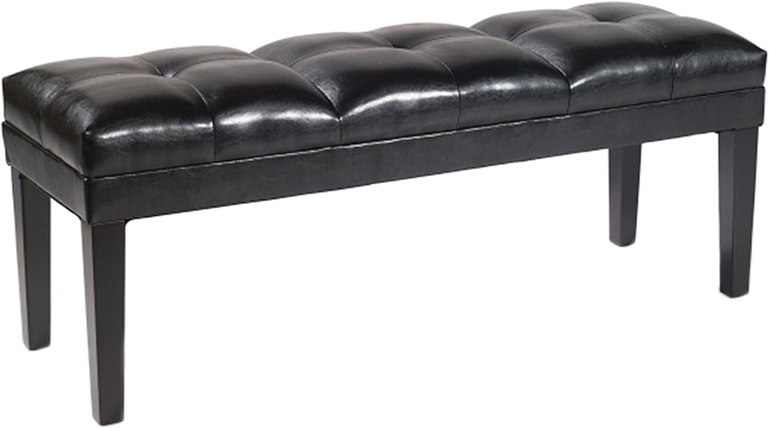 Armen Living Howard Bench in Brown Bonded Leather and Black Wood Finish