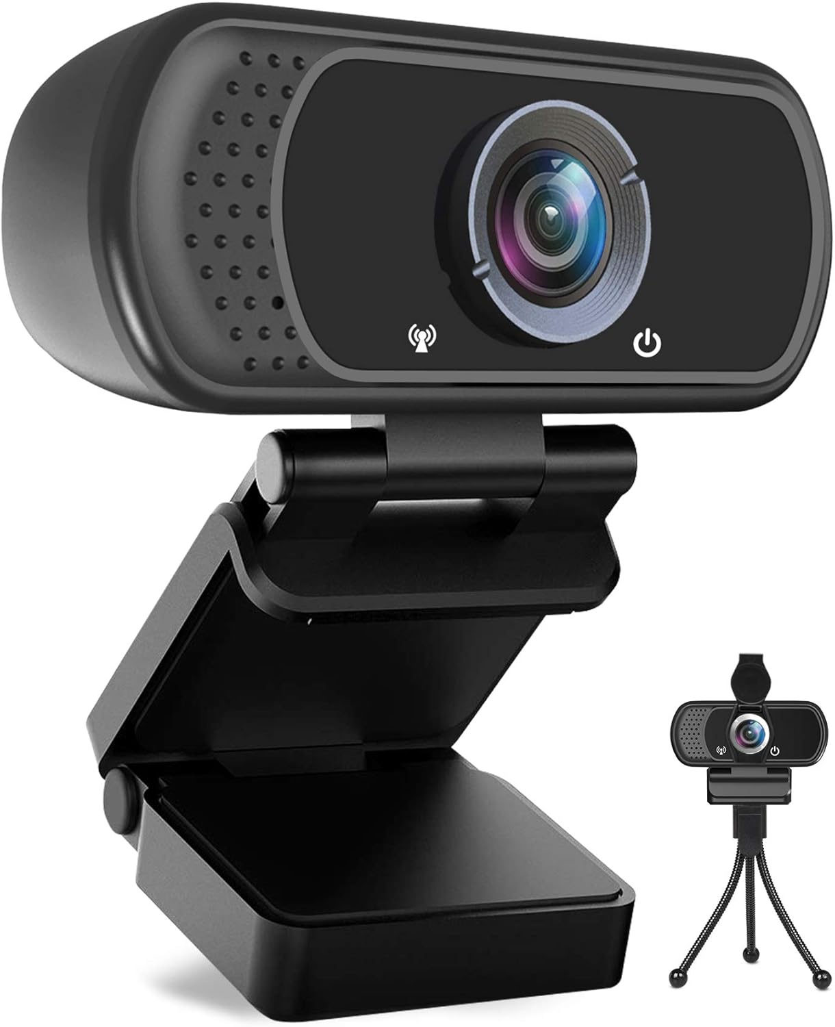 Avater HD Webcam 1080P with Microphone, PC Laptop Desktop USB Webcams 110-Degree Widescreen Web Camera with Rotatable Clip, Black (A-1)