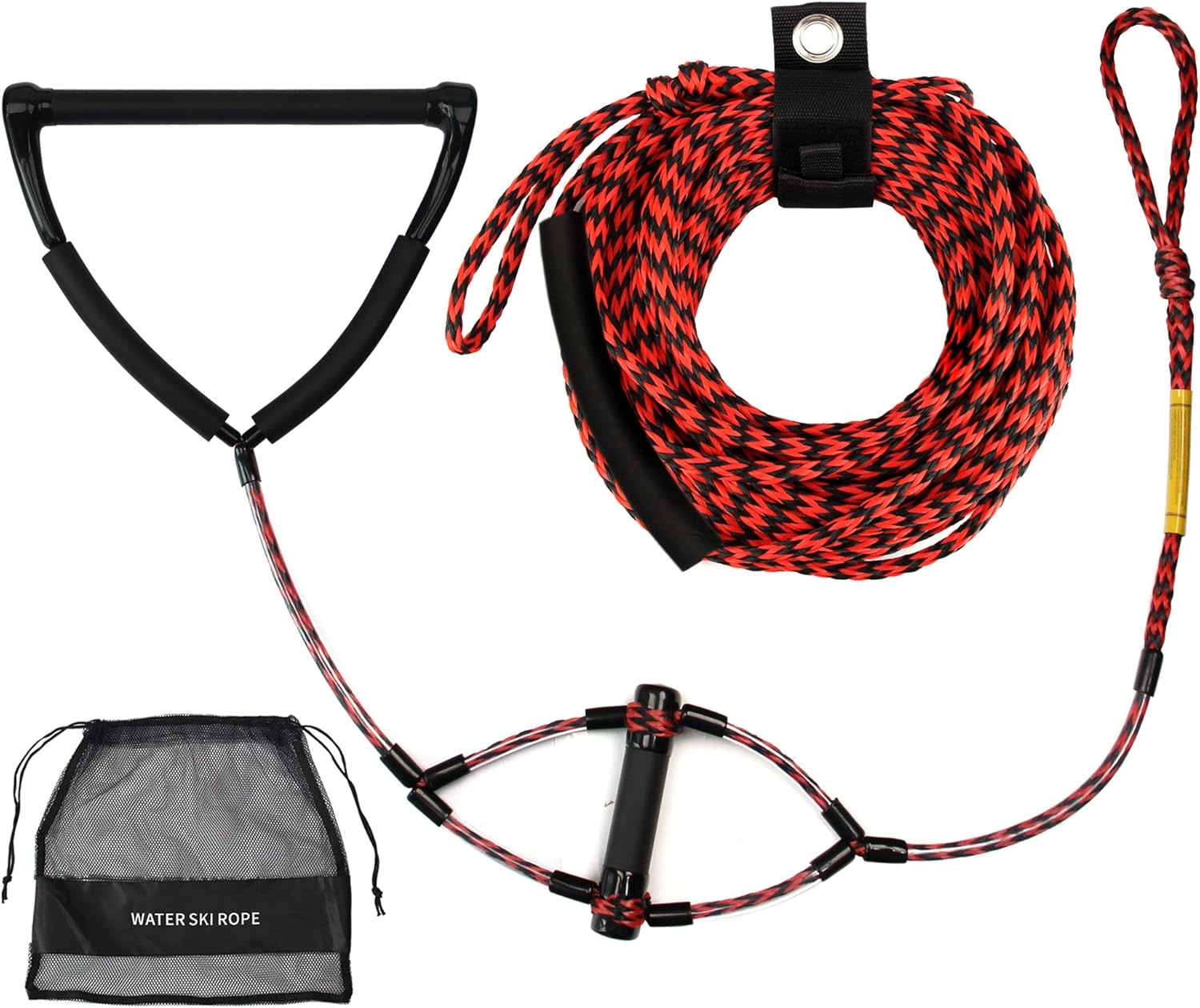 MAYAPHILOS 75ft Water Ski Wakeboard Kneeboard Rope with 15in Floating Handles ,2 Sections Watersports Tow Rope for Tubing Pack of 2