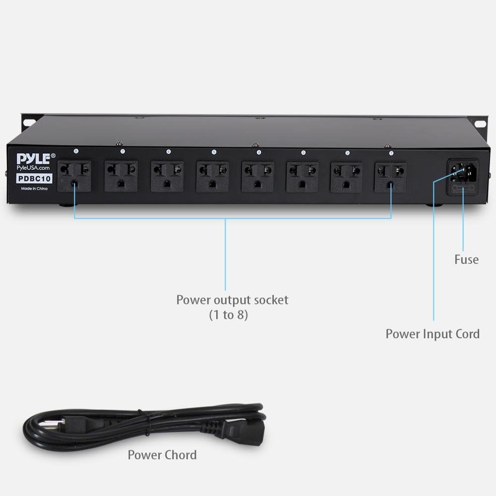 Electric Rack Mount PDU Unit - 8 Outlets w/ Digital Display and Surge Protection, 1U/15A/120V Aluminum Alloy Power, Covered w/ ON/OFF Switch,Wide Usage & Built-In Circuit Breaker - SereneLife PDBC10
