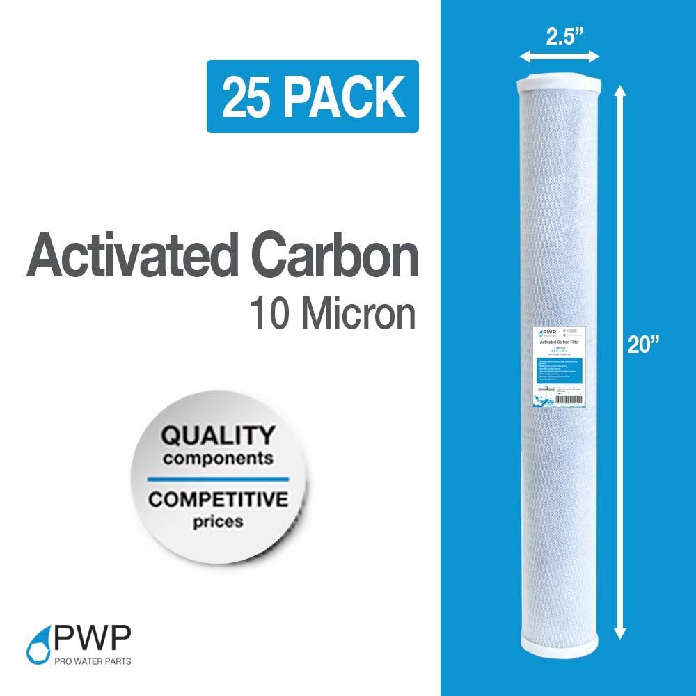 20 Pack Activated Carbon Block Water Filter Cartridges RO CTO 20x2.5 10 Micron