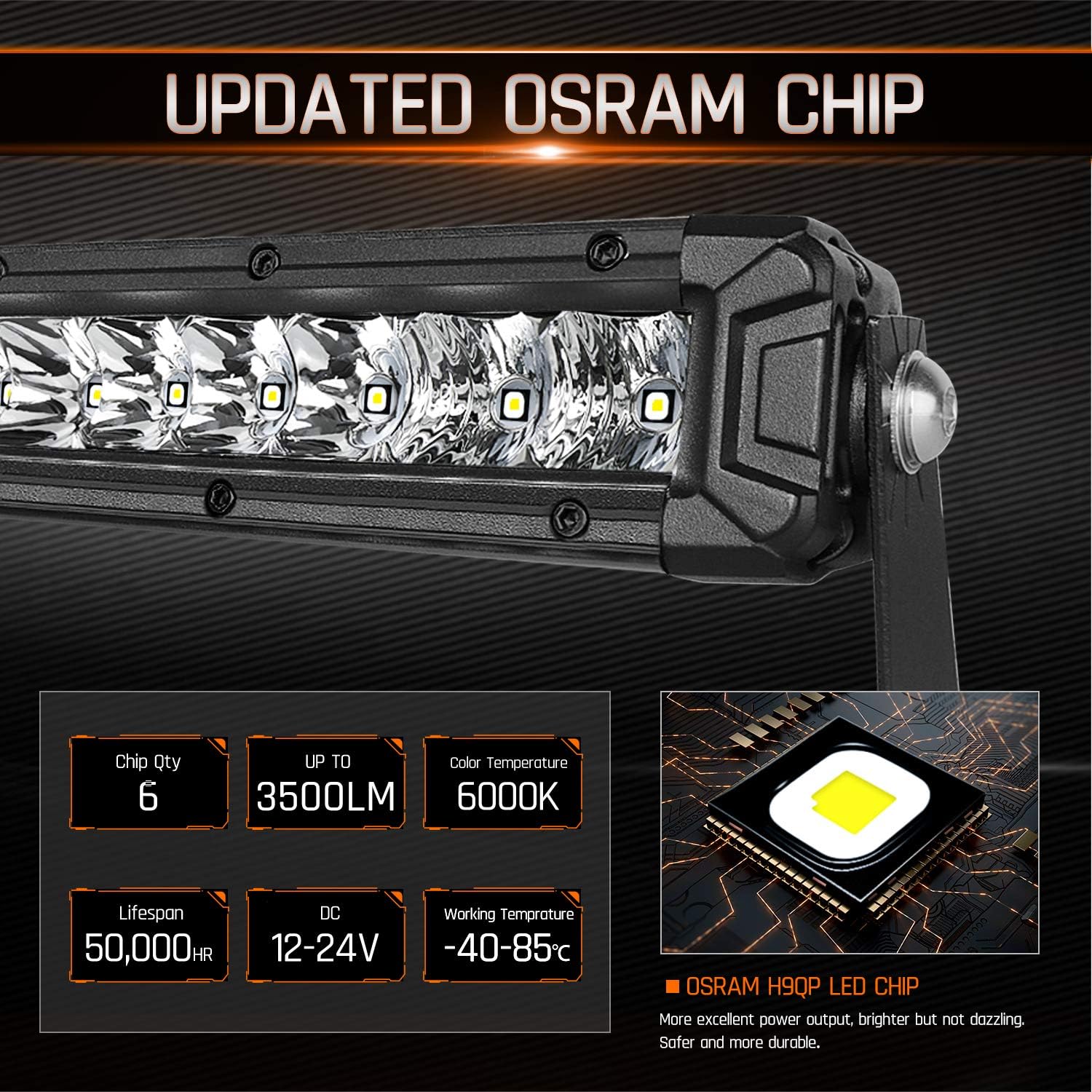 LED Light Bar 8 Inch 2PCS AutoFeel 7000LM LED Pods Single Row LED Off Road Light Driving Fog Light for Truck ATV SUV Boat Pack of 2