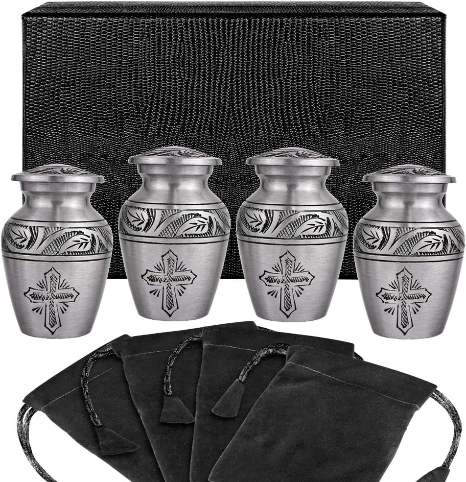 Grace and Mercy Pewter Cross Adult Cremation Urn for Human Ashes - A Warm and Lovely Large Urn with a Hand Crafted Classy Finish to Honor Your Loved One - with Velvet Bag