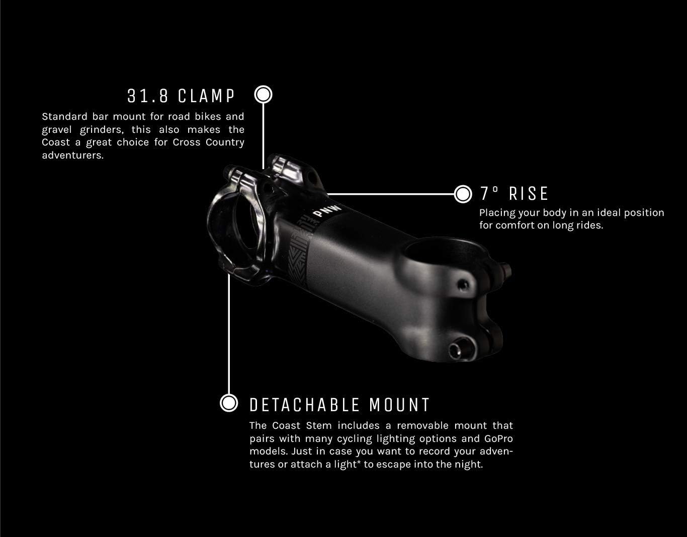 PNW Components The Coast Stem, MTB or Gravel, Action Camera or Headlight Mount