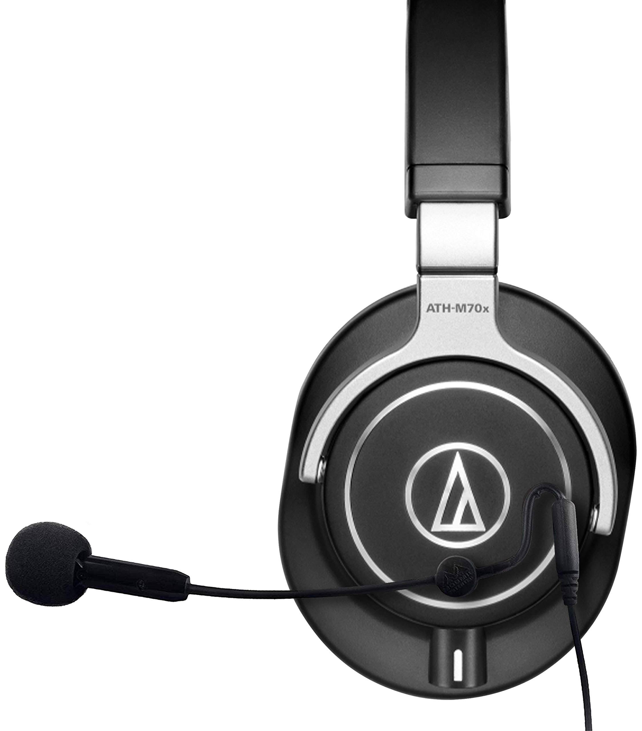 Audio-Technica ATH-M70x Professional Monitor Headphone - Includes - Antlion Audio ModMic Attachable Boom Microphone - Noise Canc