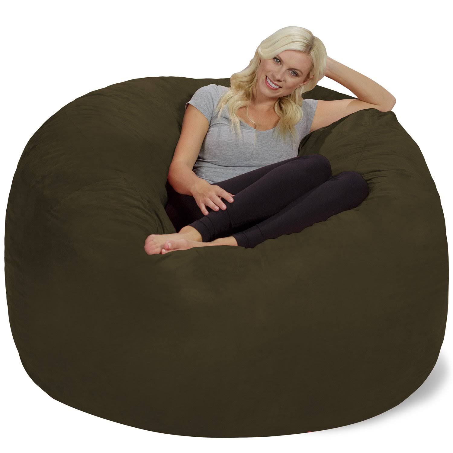 Chill Sack Bean Bag Chair, 6-Feet, Microsuede - Olive - Cover Only