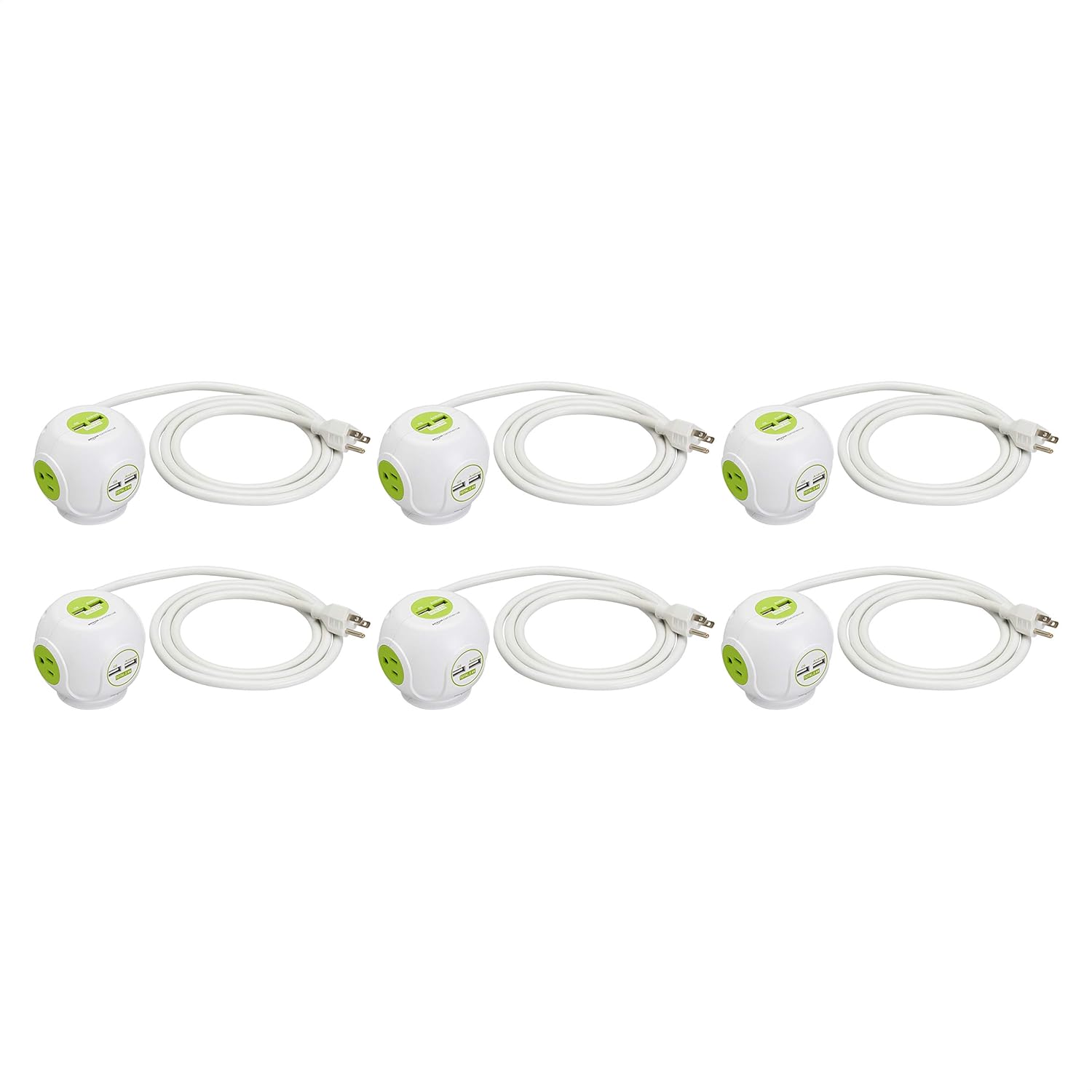 AmazonCommercial AC and USB Desktop Outlet, 6 PACK, White Pack of 2