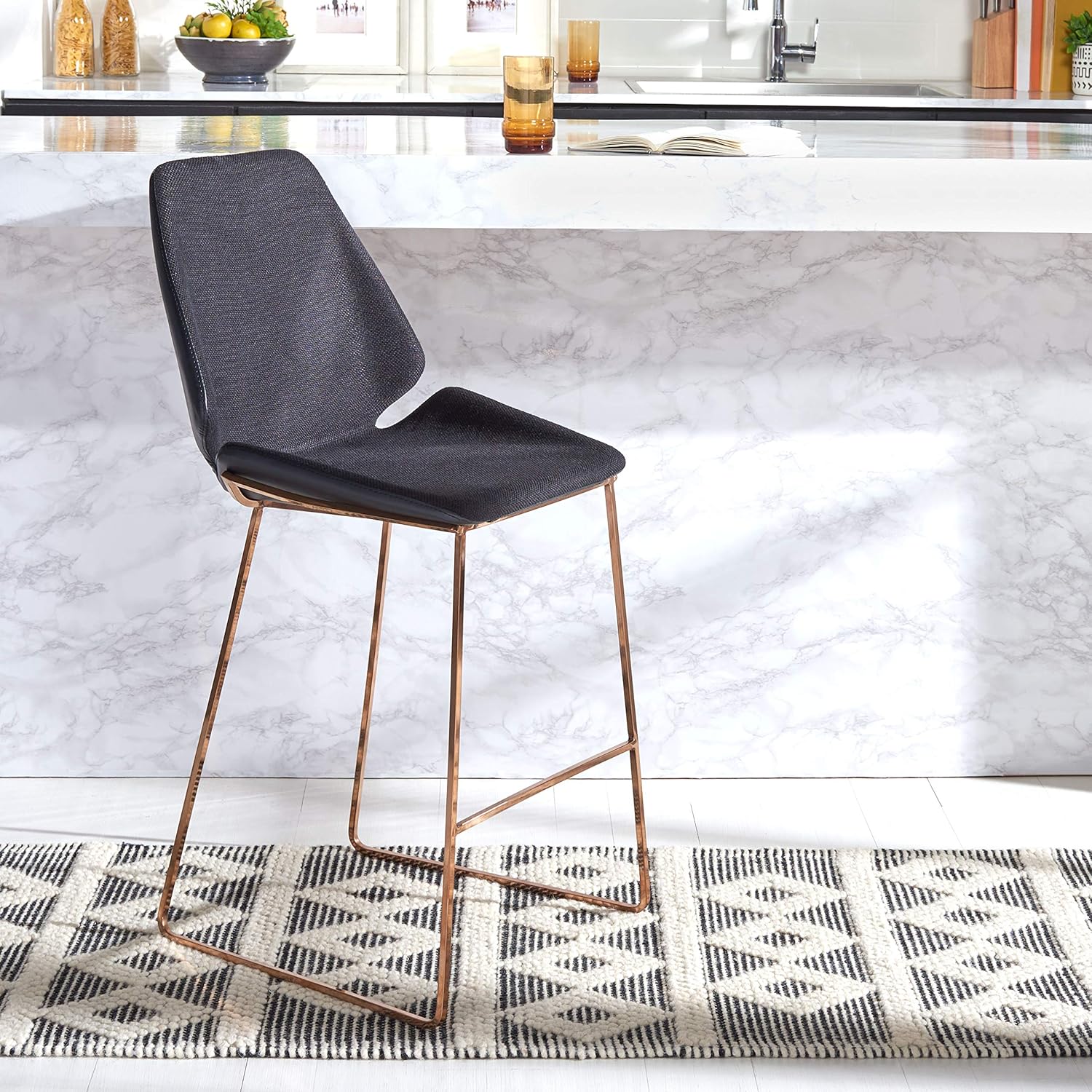 SAFAVIEH Home Collection Masami Black 26-inch Kitchen Breakfast Nook Island Dining Pub Counter Stool