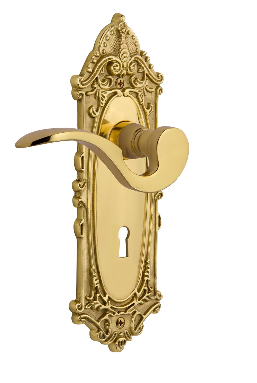 Nostalgic Warehouse Victorian Plate Passage Keyhole Manor Lever in Unlacquered Brass
