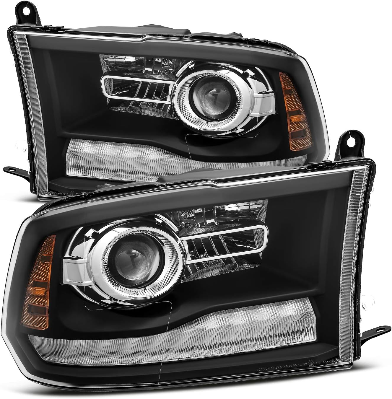Modifystreet Black For 09-18 Ram 1500/10-18 Ram 2500/3500 Dual/Quad Projector Headlights Upgrade Kit