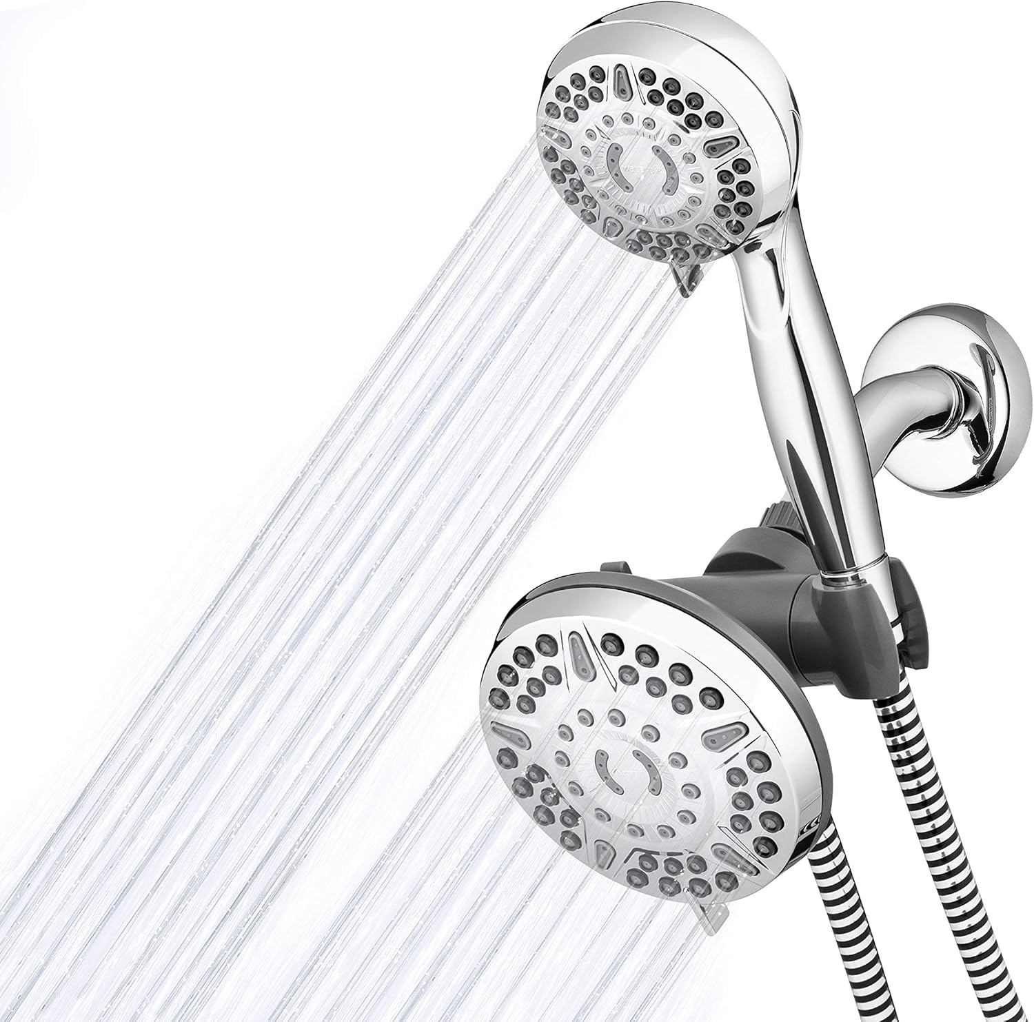 Waterpik High Pressure Shower Head Handheld Spray, 2-in-1 Dual System with 5-Foot Hose PowerPulse Therapeutic Massage, Chrome, 2.5 GPM XET-633-643 Pack of 2