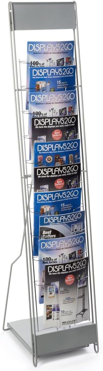 Portable Literature Stand with 10 Pockets for 8.5x11 Magazines, Carrying Bag Included, 54