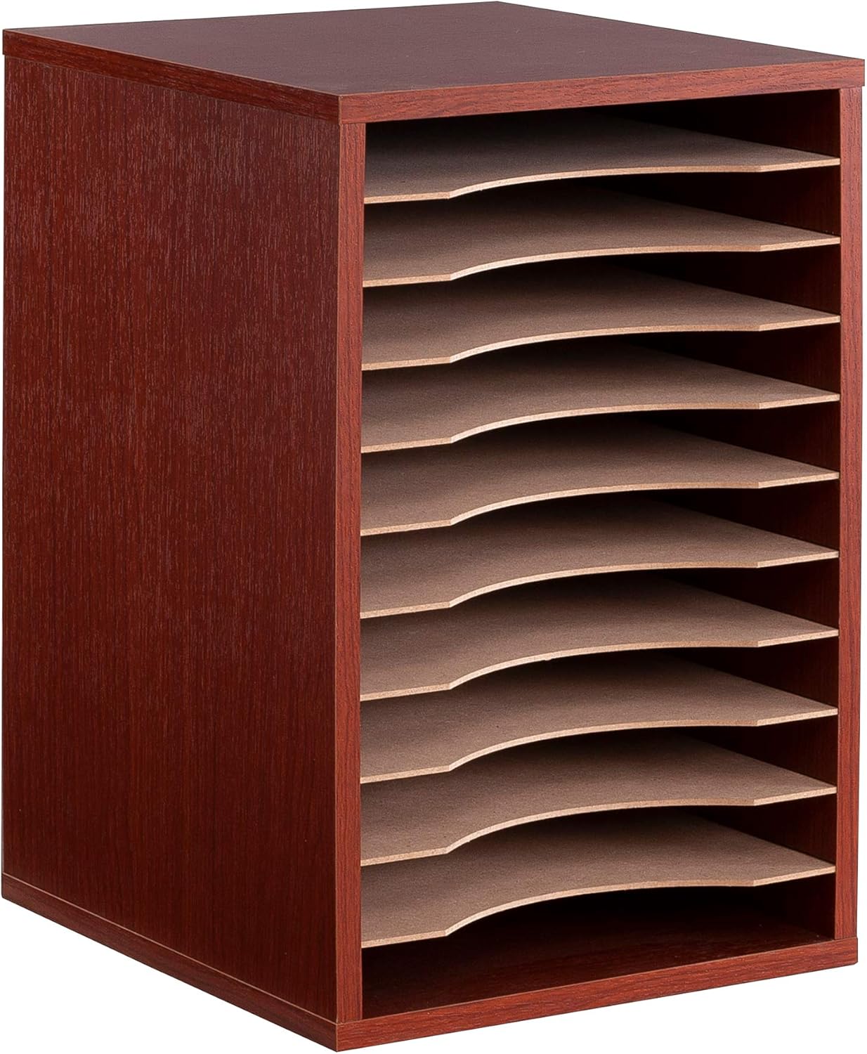 Safco Products Vertical Desktop Sorter, 11 Compartment 9419MO, Medium Oak, Letter-size Shelves, Durable Laminate Finish Pack of 2