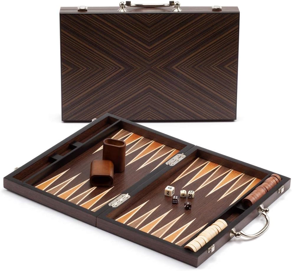 Premium Wooden Inlay Backgammon Board Game Set (Several Styles Available) (Classic - 15 Inches) Pack of 2