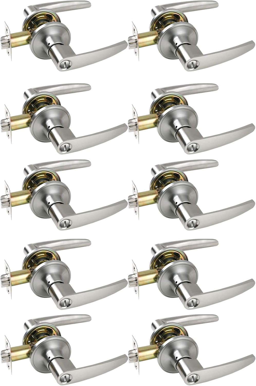 Privacy Door Lever Set Entry Door Lock Door Lever Handle Lockset for Bedroom Bathroom Livingroom(Privacy, Satin Nickel)TL021-SN-BK