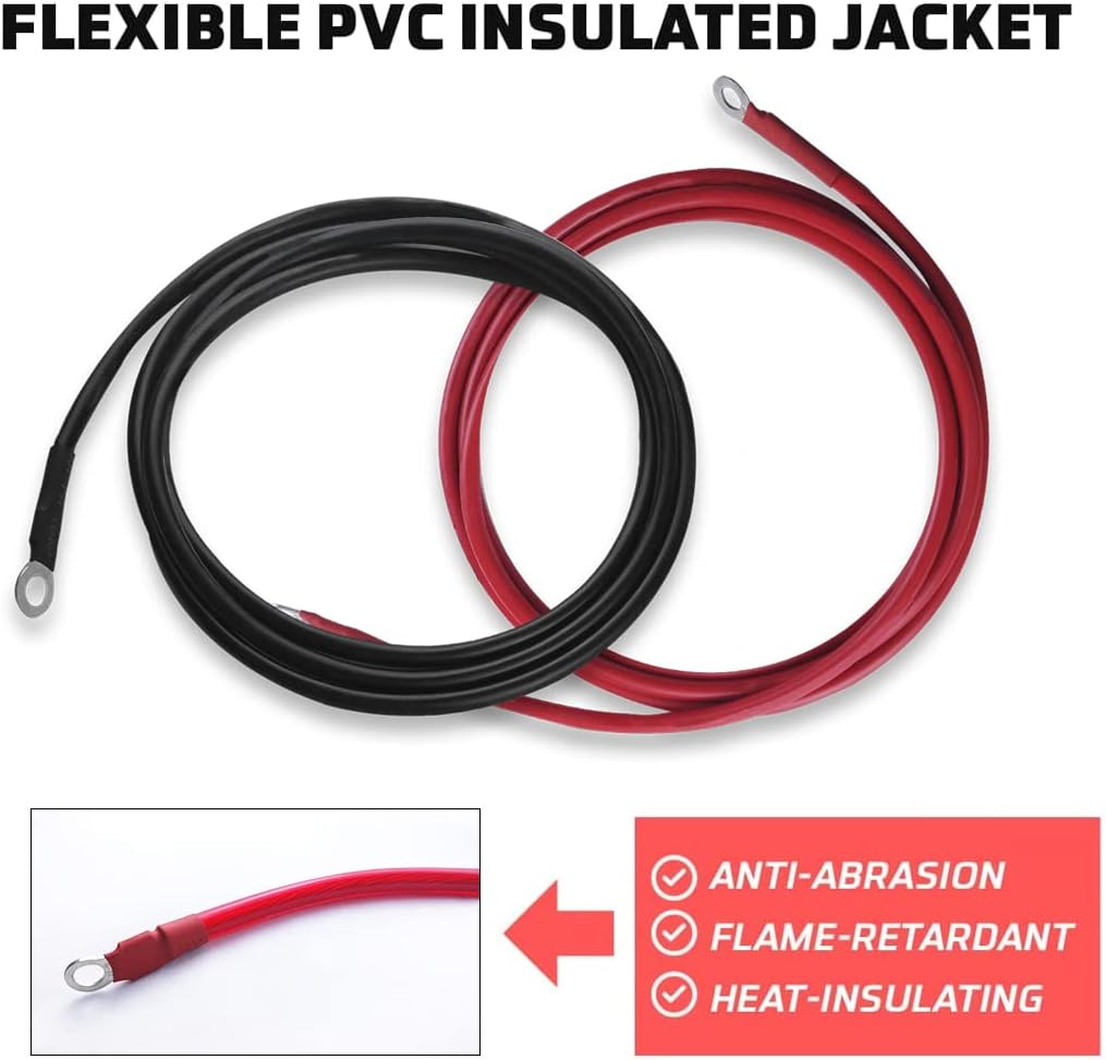 Power Bright 4 AWG 12ft High Amp Pure Copper Battery Cable with 5/8