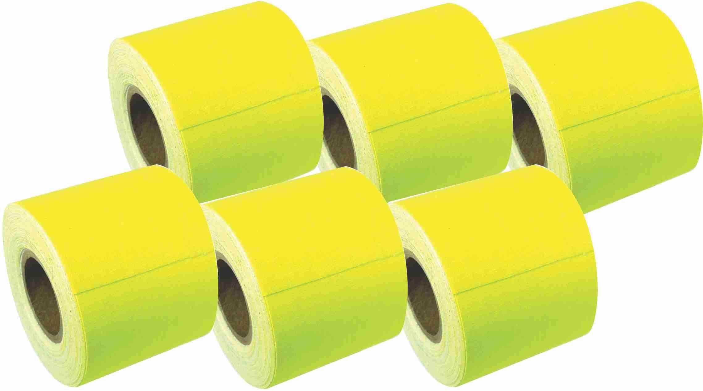 American Recorder 2x22 x 8 Yard Mini Roll Gaffers Tape - Florescent Yellow - 6 Pack