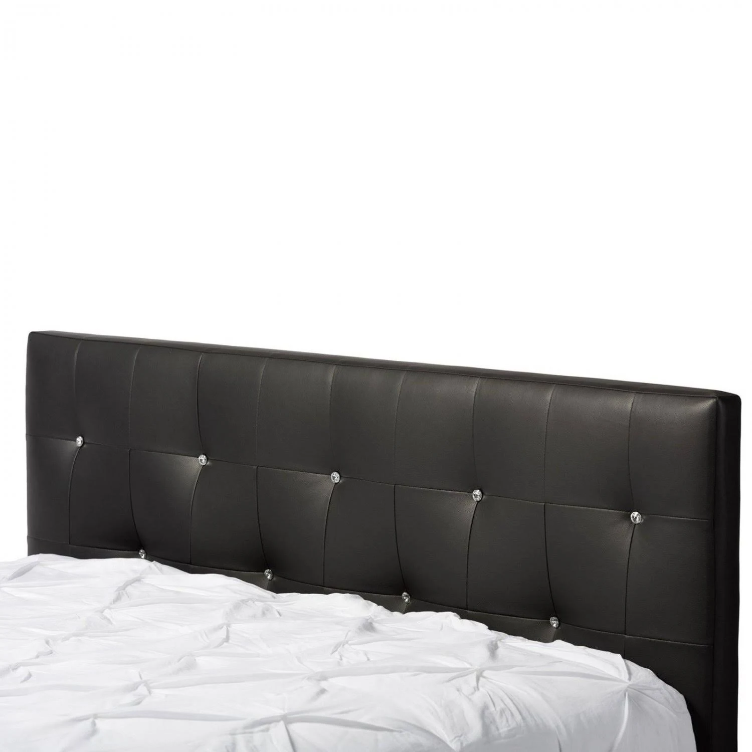 Barbara Modern Bed with Crystal Button Tufting Black (Queen) Baxton Studio