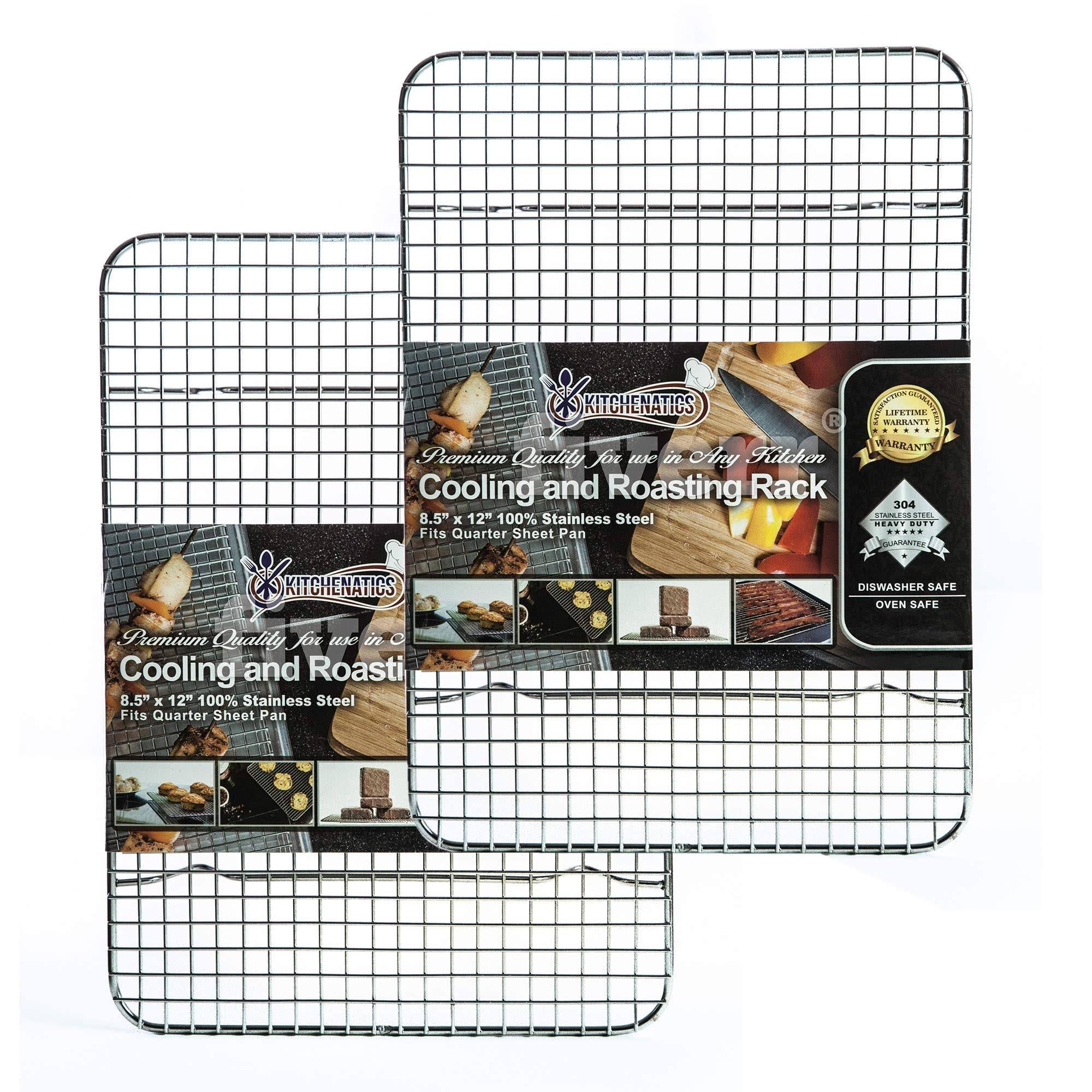 Kitchenatics Stainless Steel COOLING, Baking u0026 Roasting Small Wire Racks Fit Quarter Sheet Si
