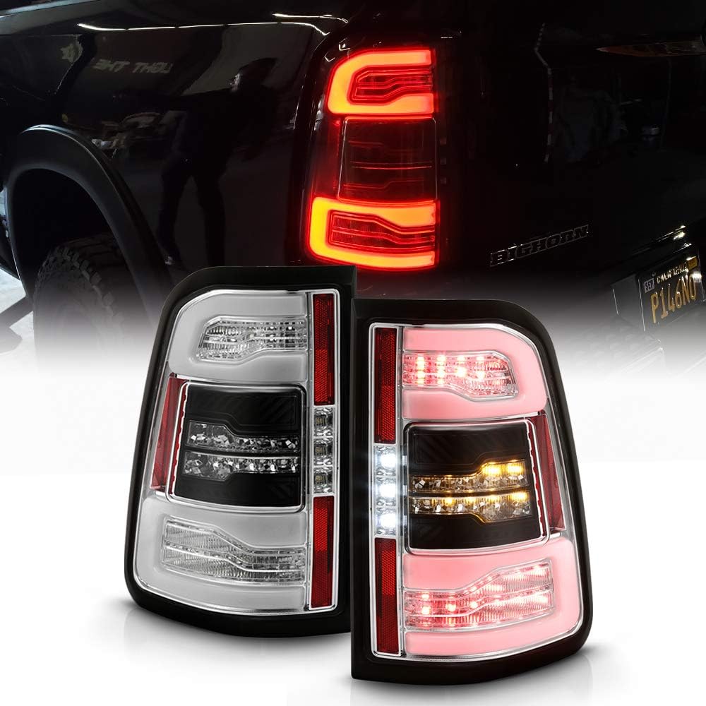 ACANII - For [Factory Incandescent Model] 2019-2021 Ram 1500 Chrome LED Tail Lights w/Sequential Signal Lamps Left+Right