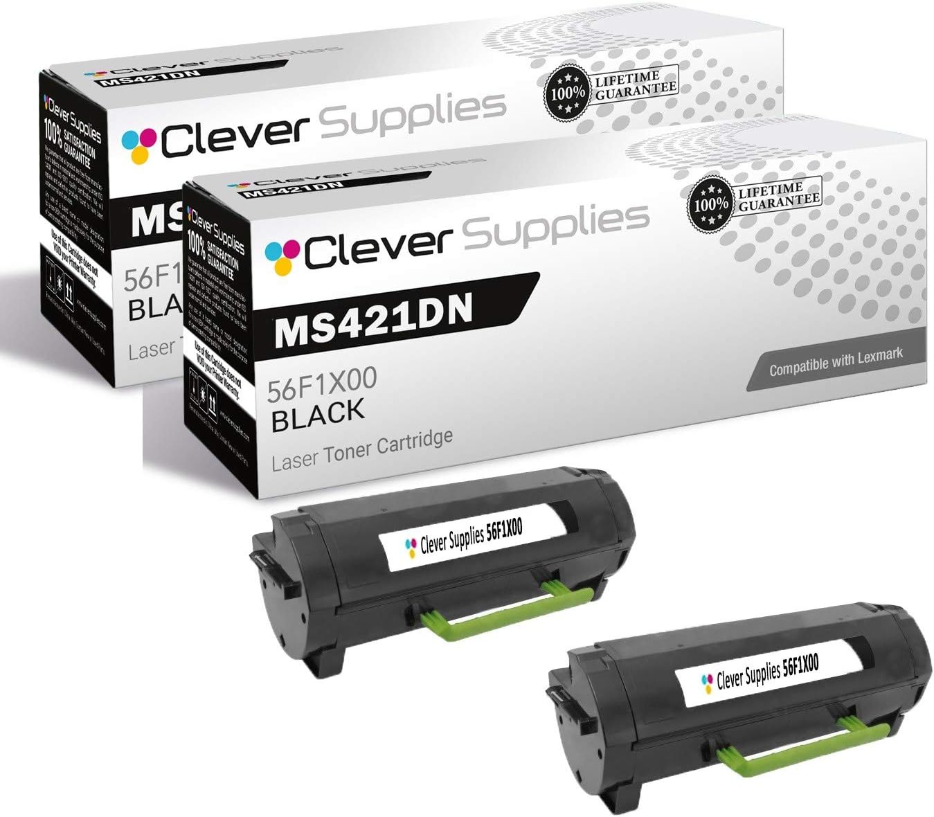 CS Compatible Toner Cartridge Replacement for Lexmark MS421dn 56F1X00 Black MS Series MS421dn MS521dn MS621dn MS622de MX Series MX622ade MX622adhe Toner Cartridge 2 Pack