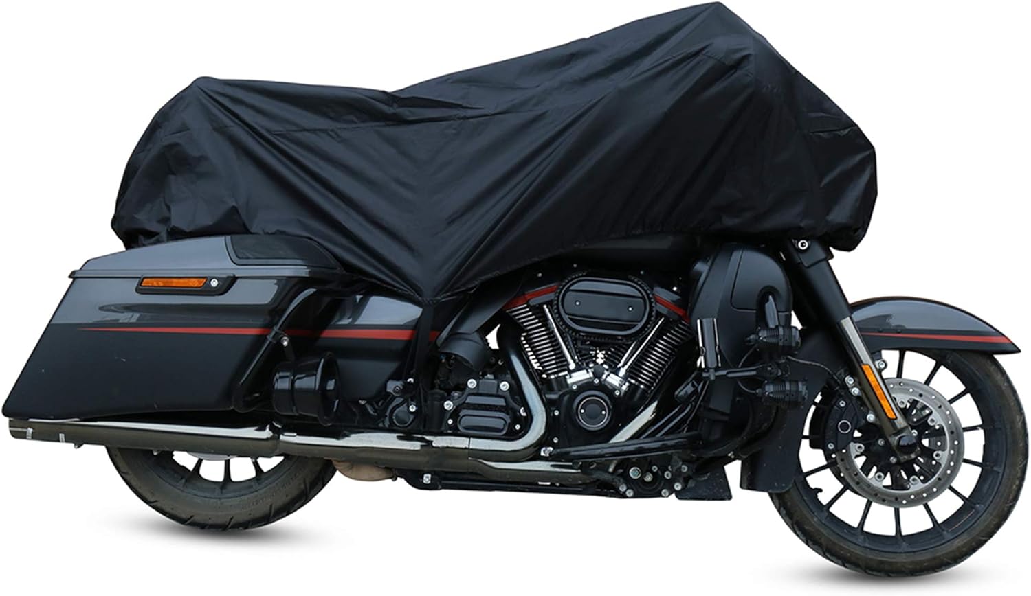 X AUTOHAUX Motorcycle Cover Lightweight Half Cover Outdoor Waterproof Rain Dust Protector Black L Fits Most Sport Adventure Touring Cruiser Dress Touring
