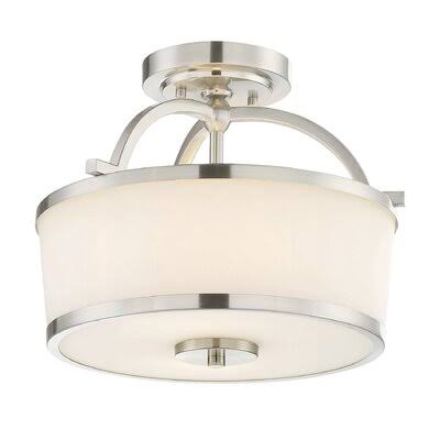 Latitude Run Camacho 2-Light Semi Flush Mount; Satin Nickel