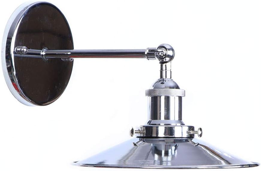 ATC Vintage Silver Wall Sconce Lamp Adjustable Arm Chrome Umbrella Shape Shade Wall Lighting Industrial Style Luminaire for Cafe Bar Decor 2 Pack