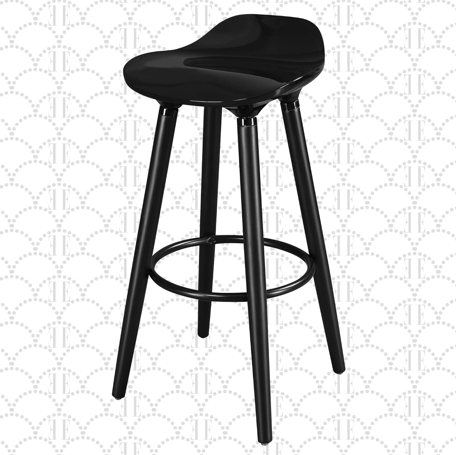 Elle Decor Caroline Kitchen Counter Height Bar Stool Vintage Curvy Seat, Tapered Legs, White Pack of 2