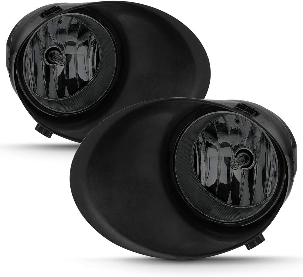 ACANII - For Smoke Lens 07-13 Toyota Tundra [Chrome Bumper] Fog Lights Switch+Bulbs Assembly Driver & Passenger Side