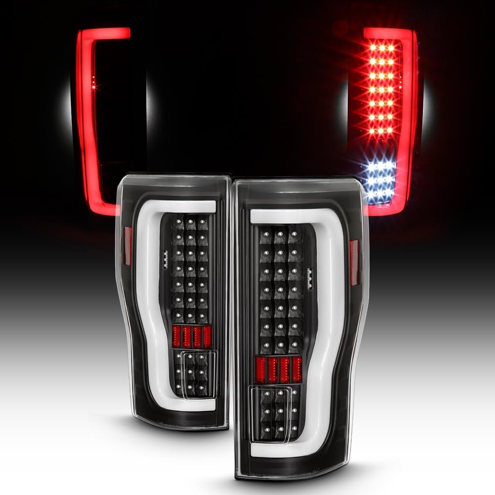 AKKON - For 2017-2019 Ford F250 F350 SuperDuty Full LED Bar Tail Lights Black Smoked Housing - Pair